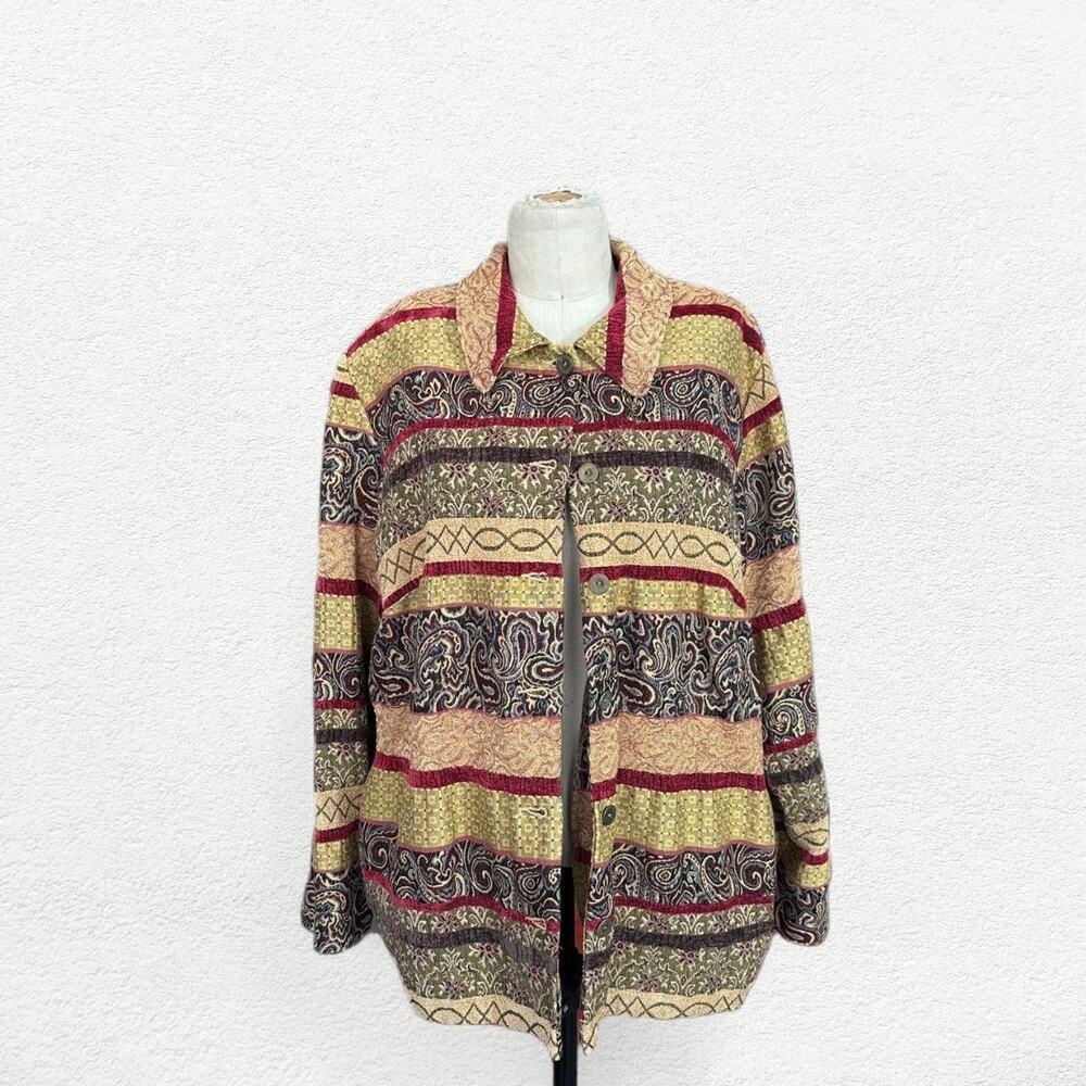 Vintage Alfred Dunner Boho Tapestry Button Up Jacket